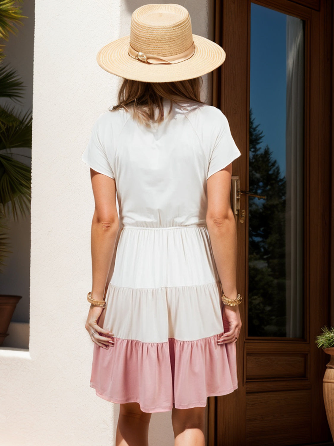 Color Block Short Sleeve Tee Dress