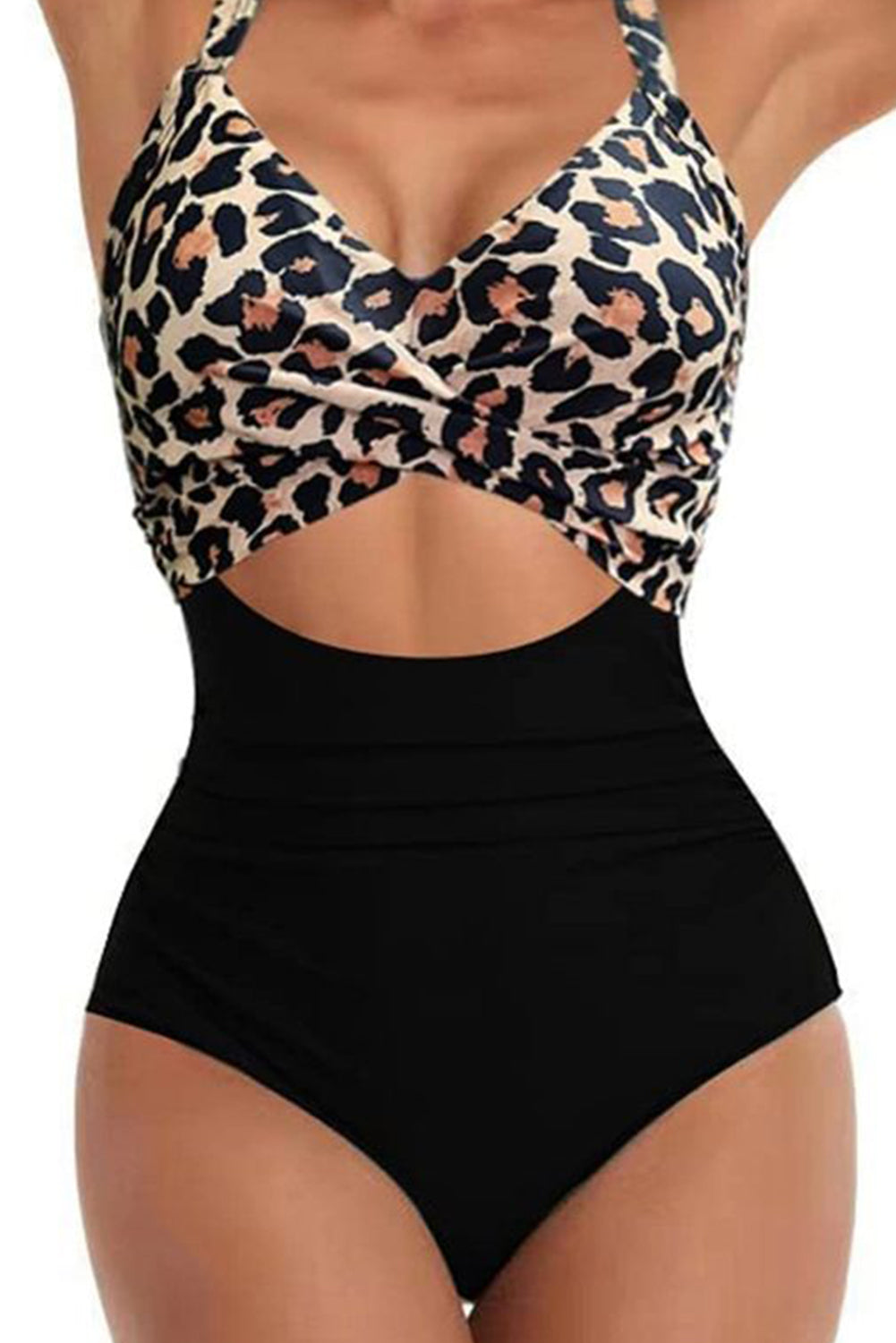 Two-Tone Cutout One-Piece Swimwear