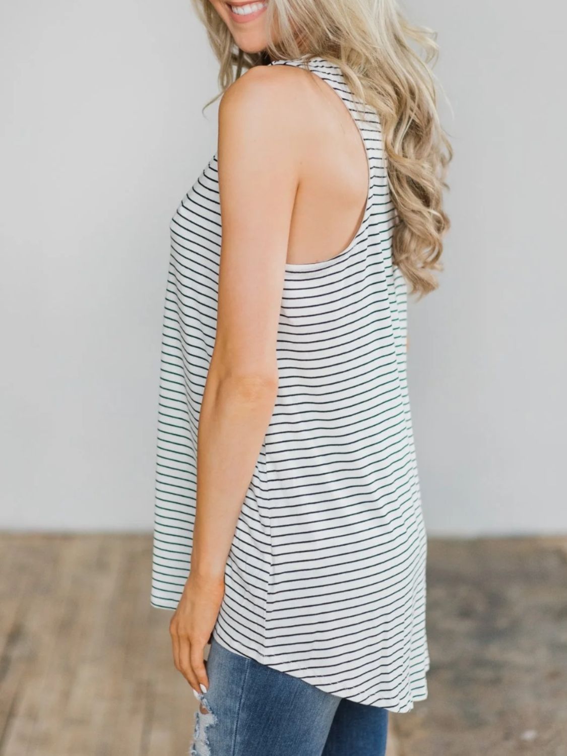 Regular & Plus Size High-Low Striped Tank