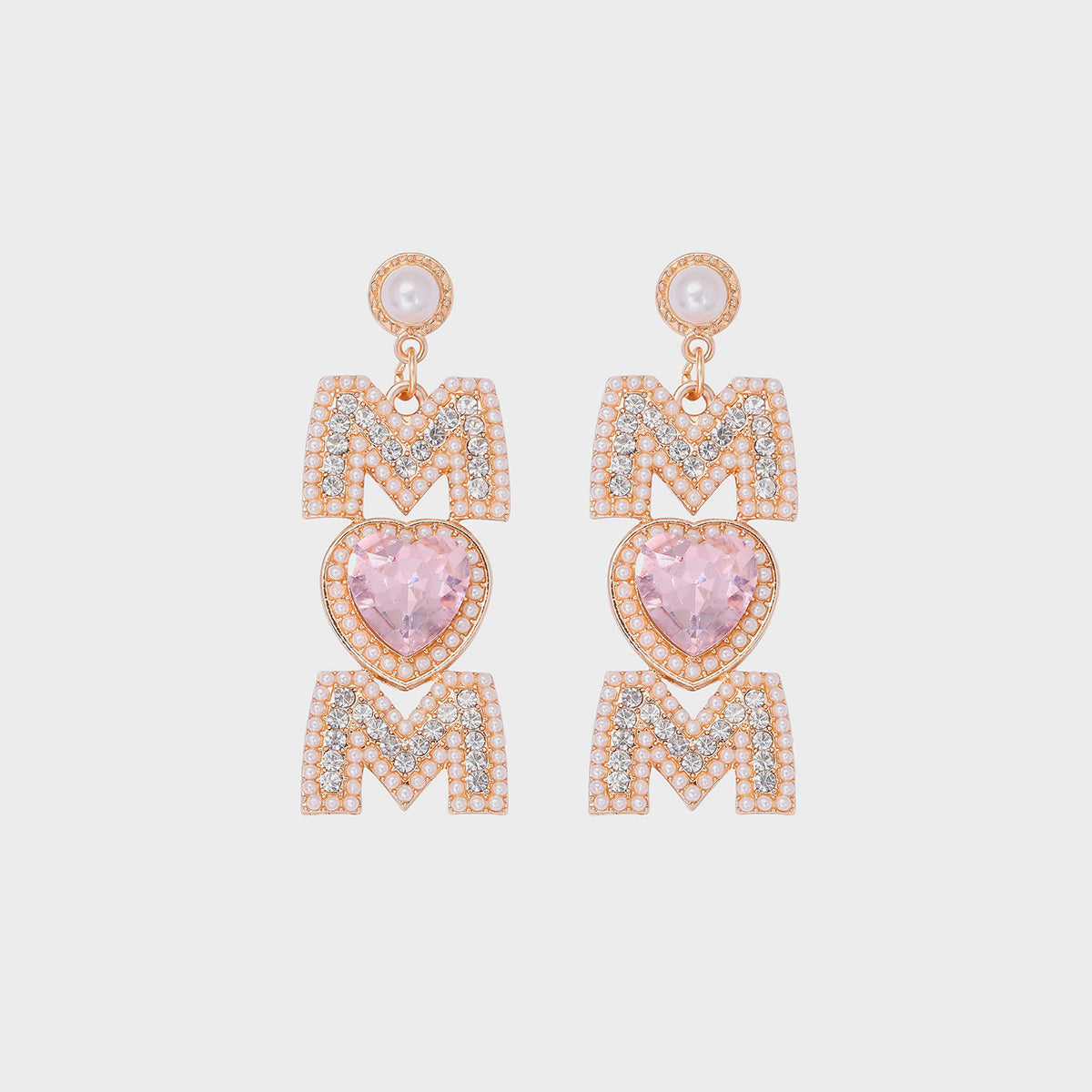 MOM Pearl Rhinestone Earrings