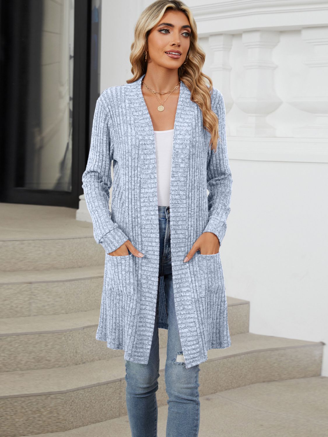 Regular & Plus Size Open Front Long Sleeve Cardigan