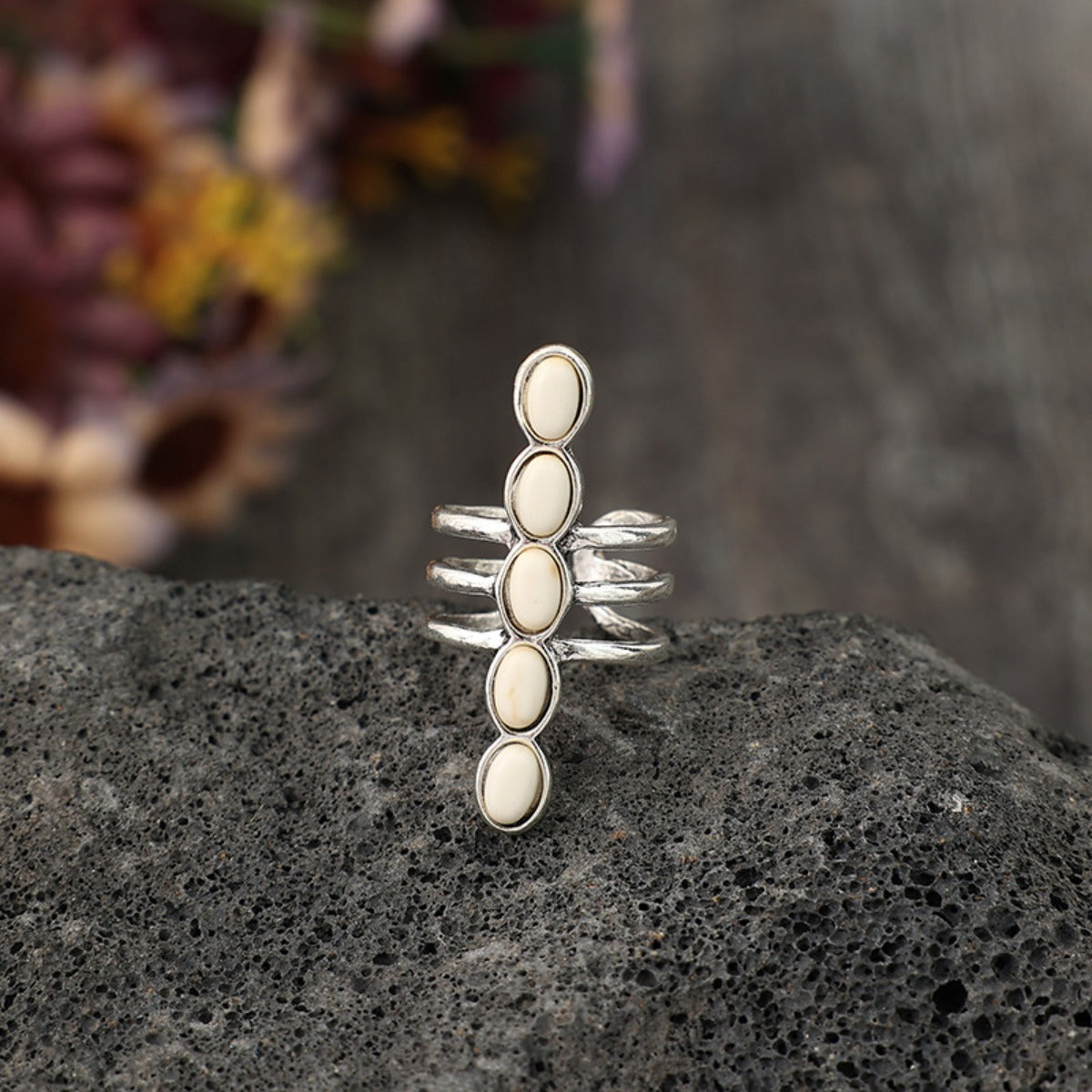 Natural Stone Three-Layered Ring