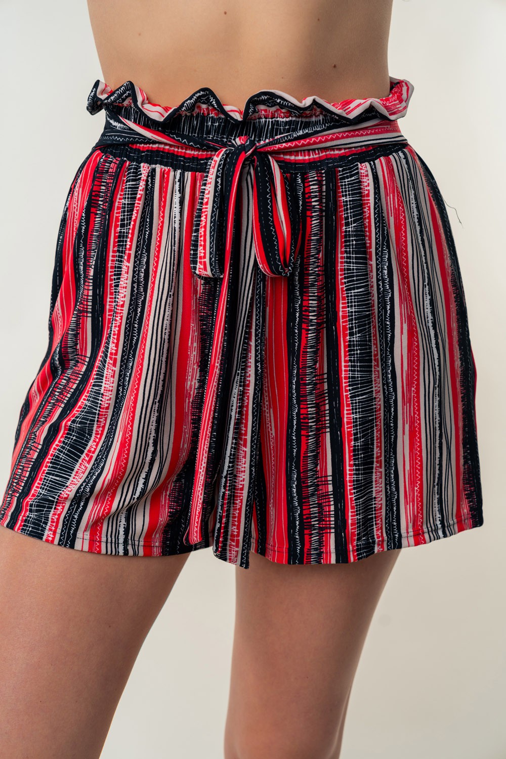 Regular & Plus Full Size High Waisted Striped Shorts