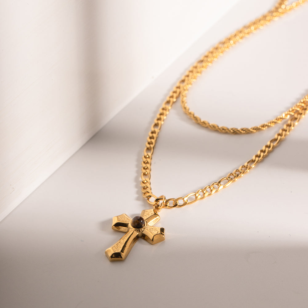 Double Layered Cross Necklace