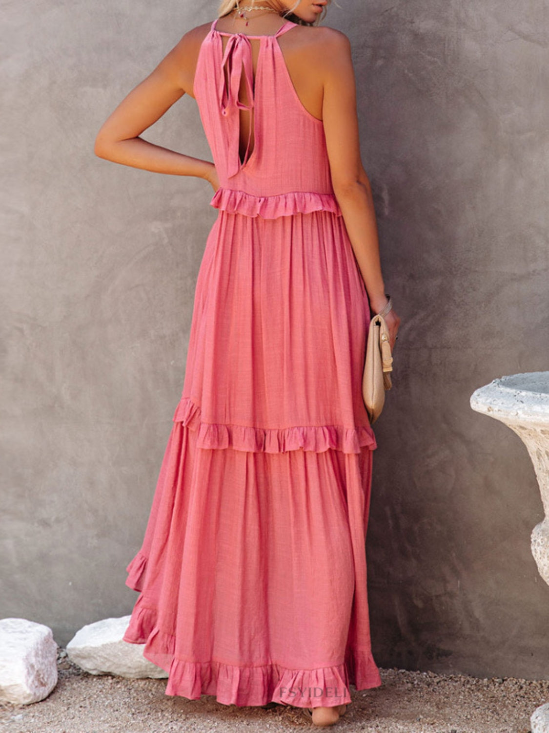 Regular & Plus Size Ruffled Maxi Dress with Pockets