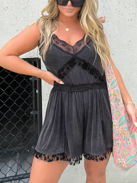 Regular & Plus Size Size Lace Detail Romper