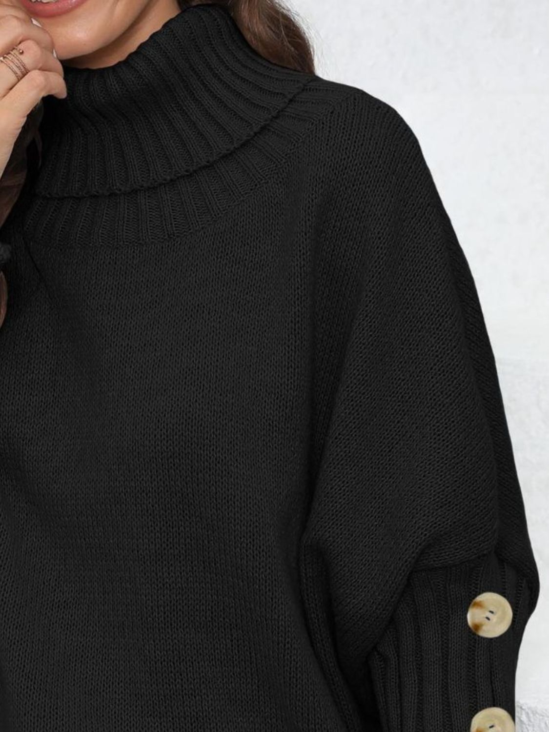 One Size Turtleneck Long Sleeve Sweater