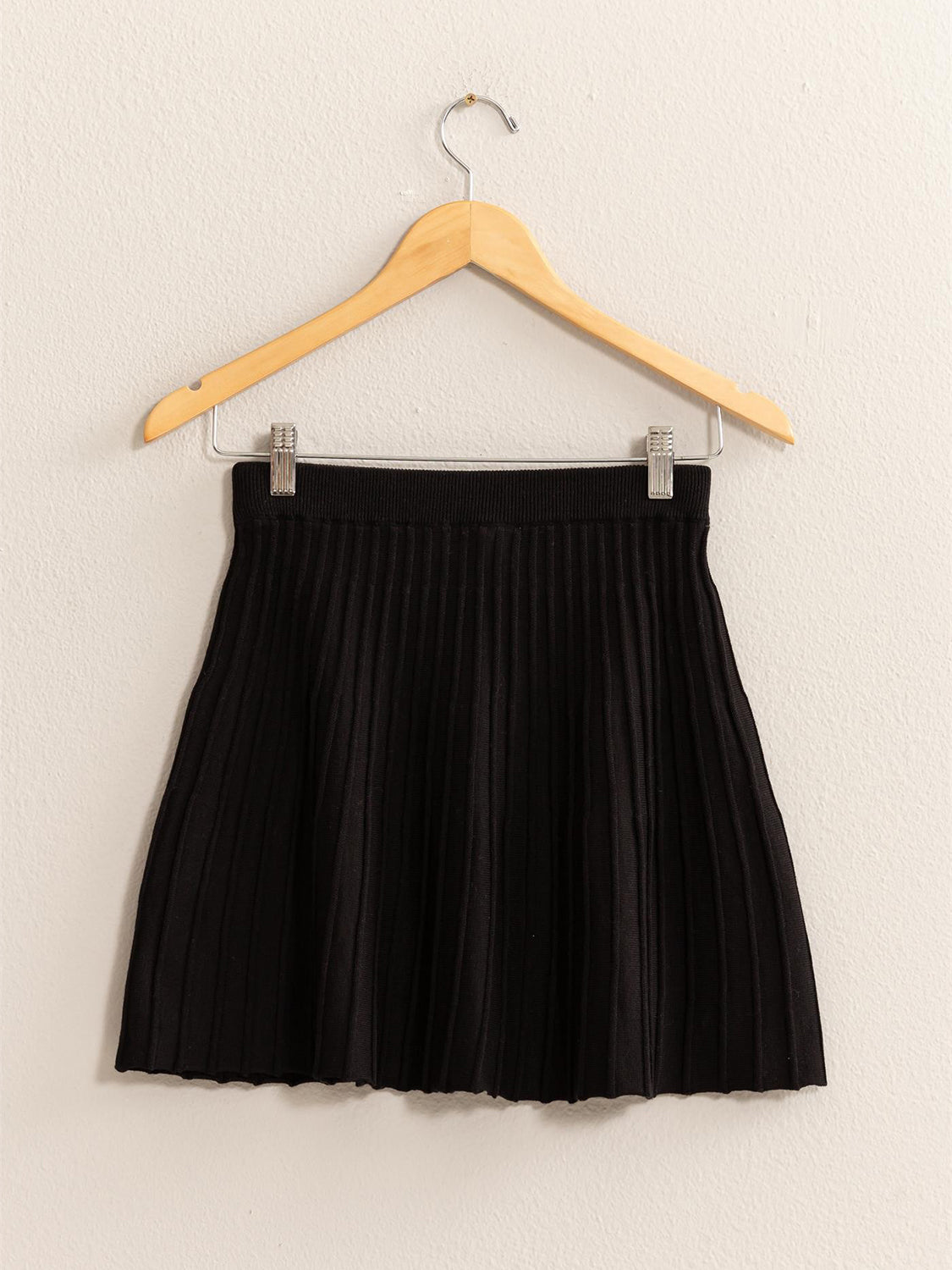 Charming High Waist Knit Pleated Mini Skirt