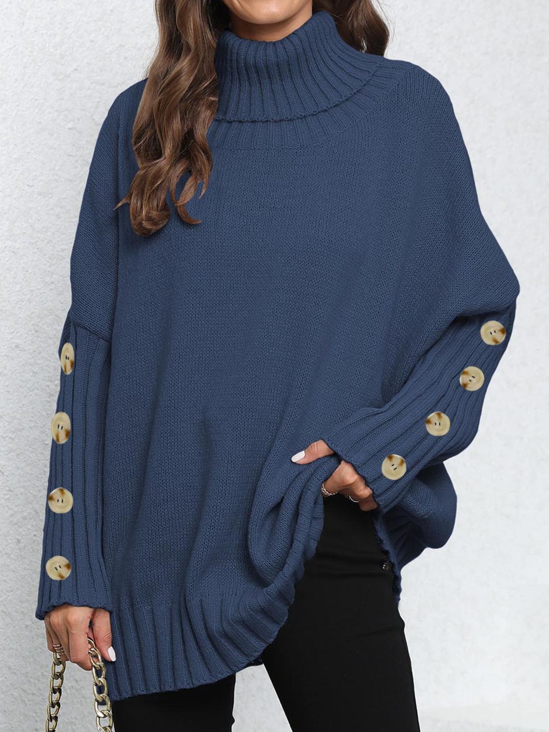 One Size Turtleneck Long Sleeve Sweater