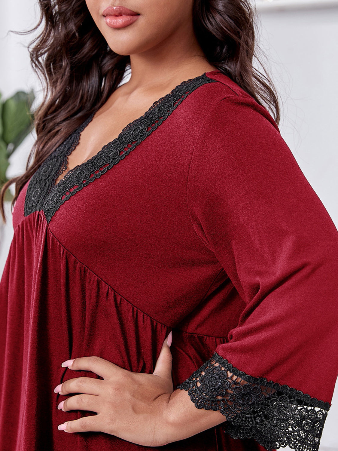 Plus Size Lace Detail Lounge Dress