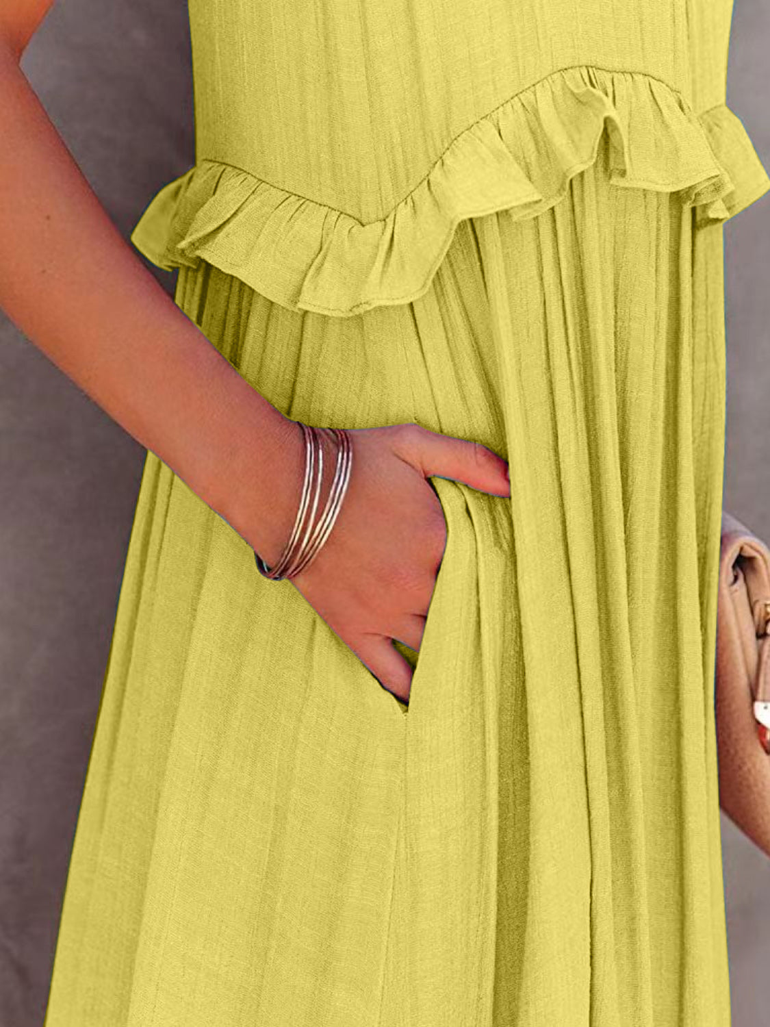 Regular & Plus Size Ruffled Maxi Dress with Pockets