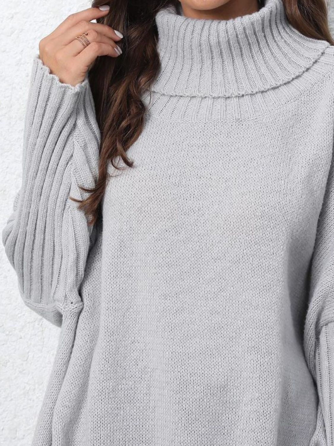 One Size Turtleneck Long Sleeve Sweater