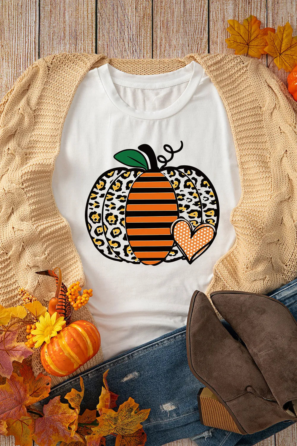 Pumpkin Graphic Round Neck T-Shirt