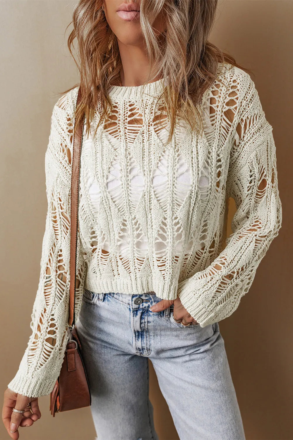 Cutout Long Sleeve Knit Cover Up