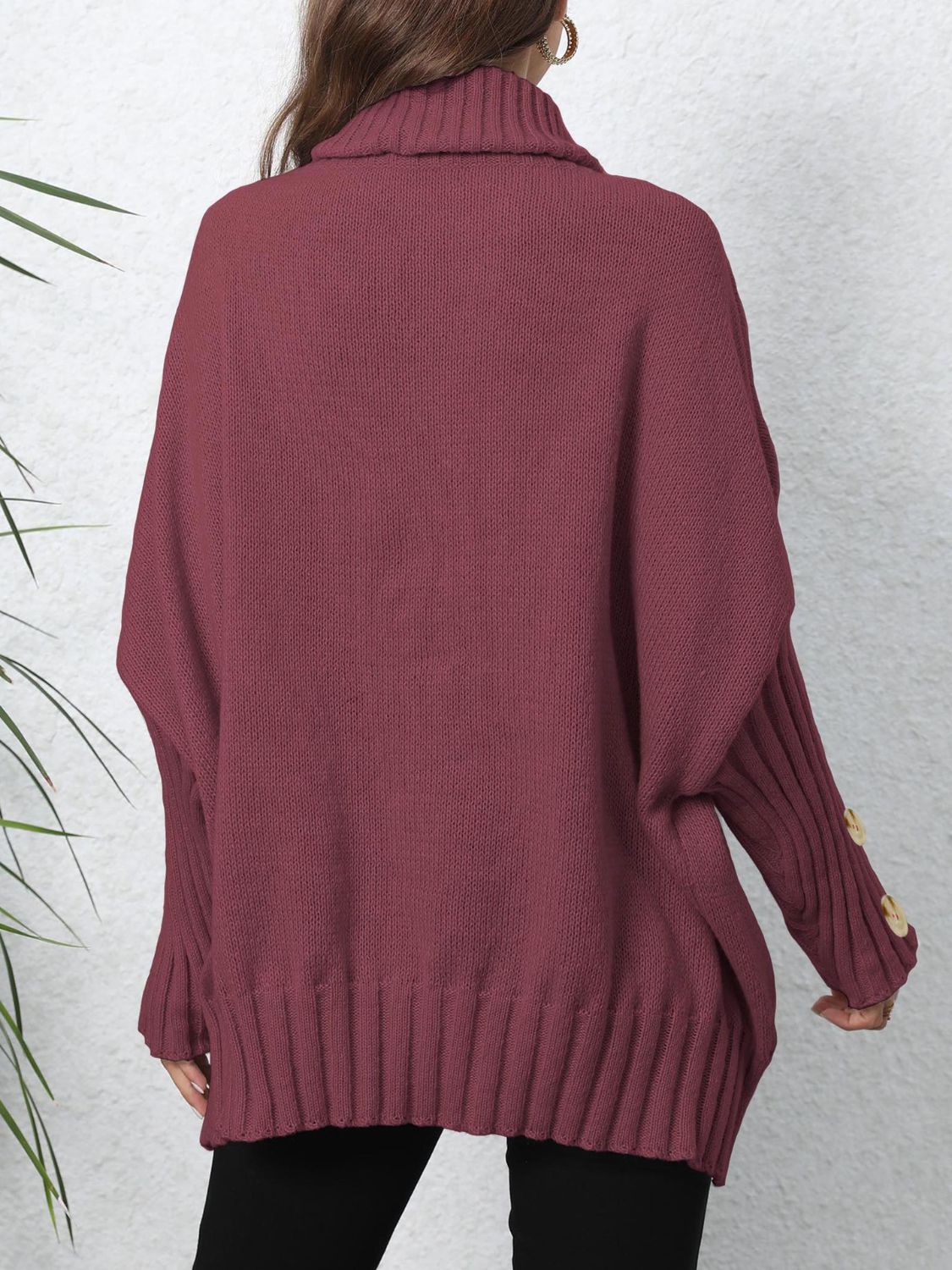 One Size Turtleneck Long Sleeve Sweater