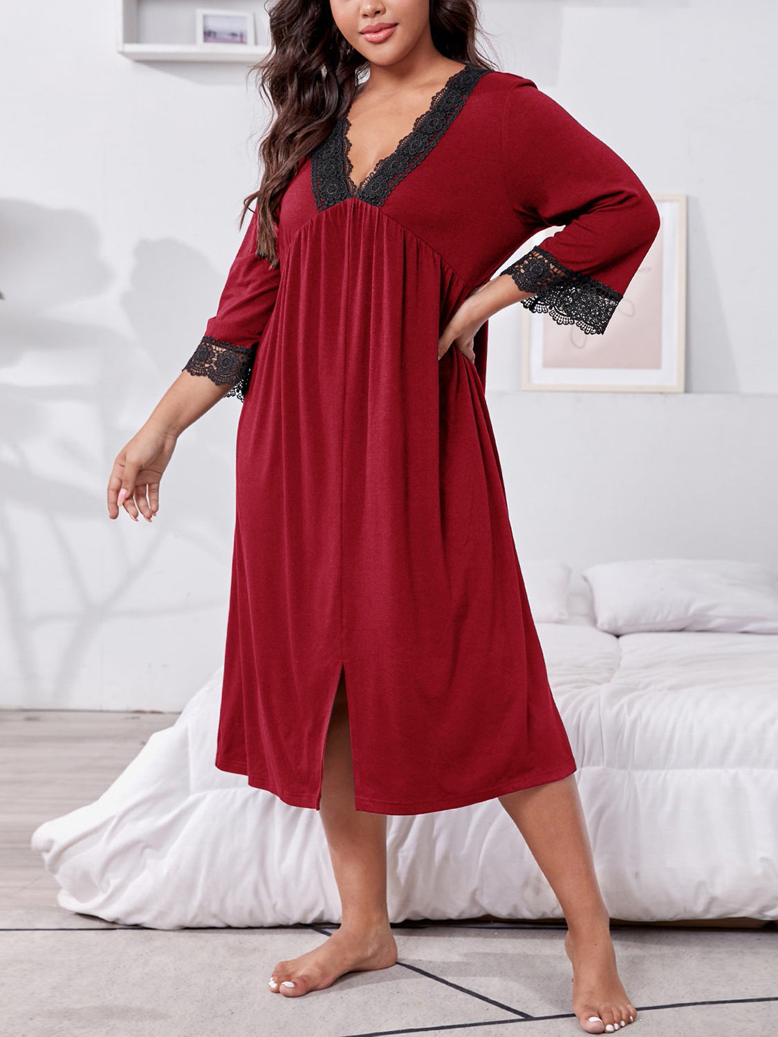 Plus Size Lace Detail Lounge Dress