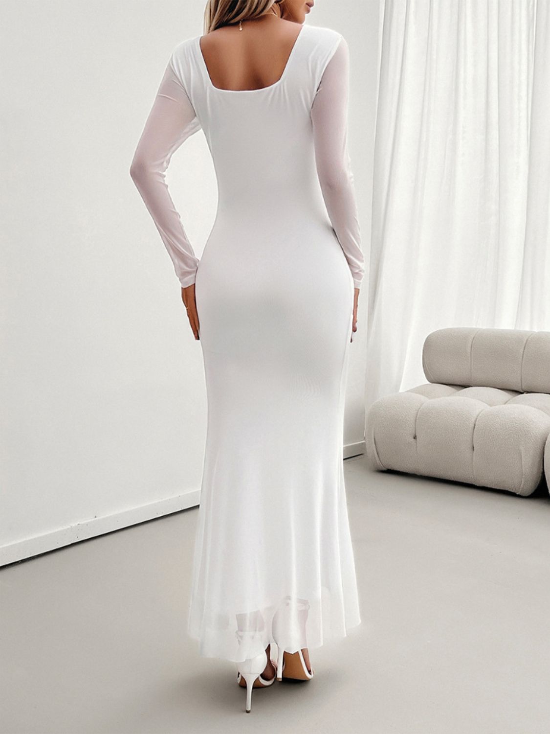 Delightful Ruffled Surplice Long Sleeve Maxi Dress