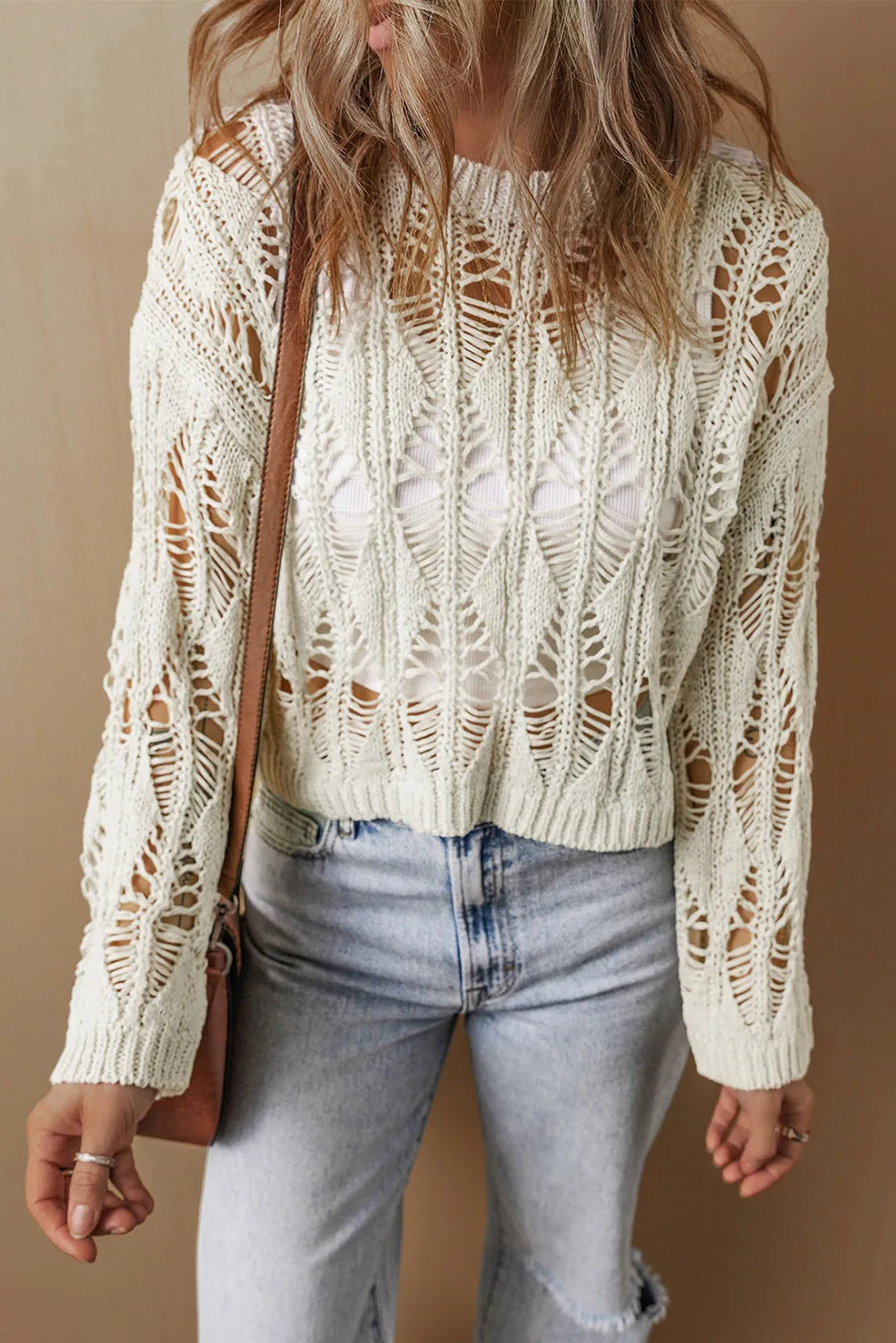 Cutout Long Sleeve Knit Cover Up