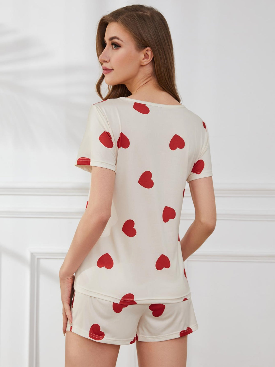 Regular & Plus Size Heart Print Lounge Set