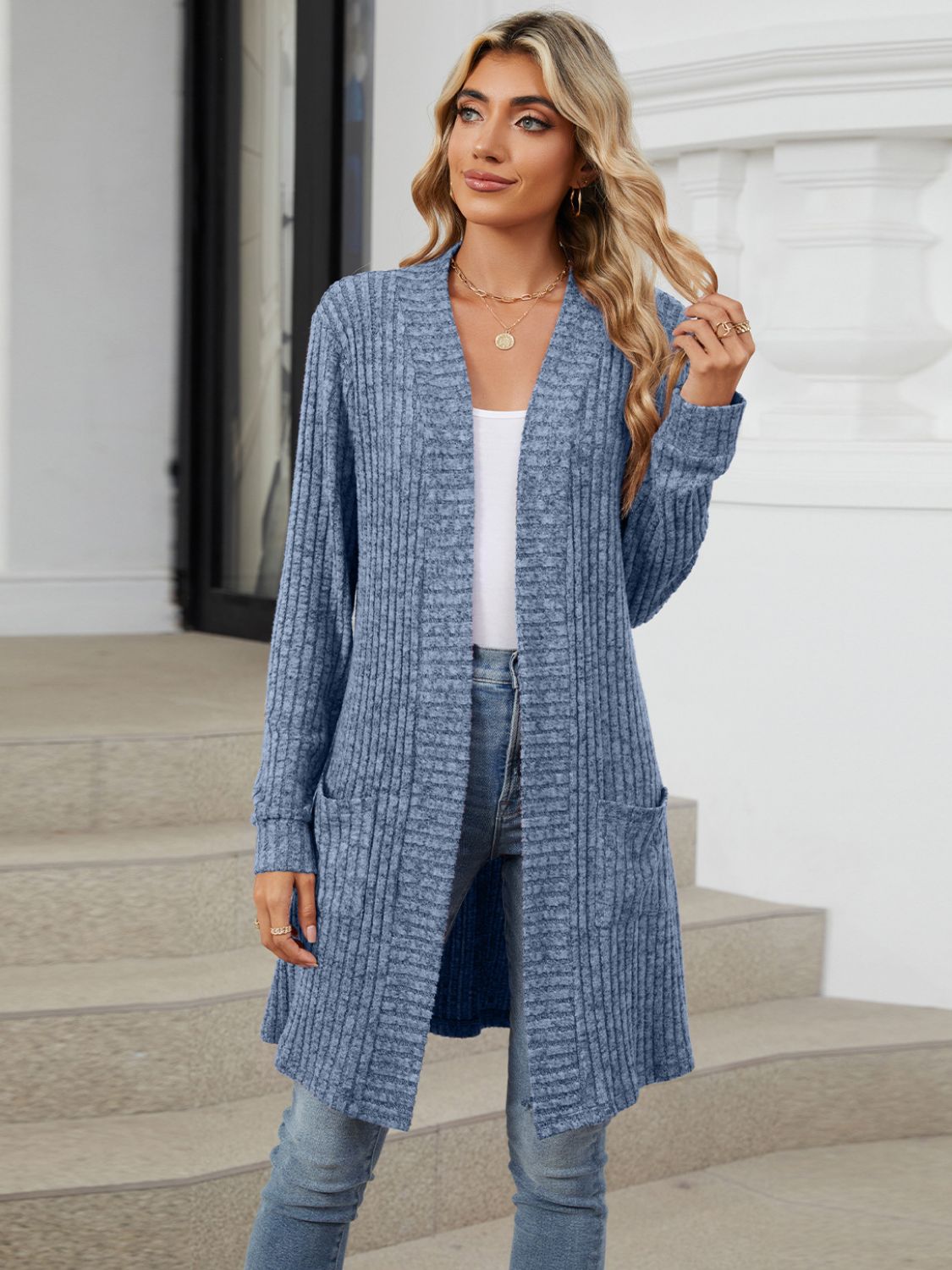 Regular & Plus Size Open Front Long Sleeve Cardigan