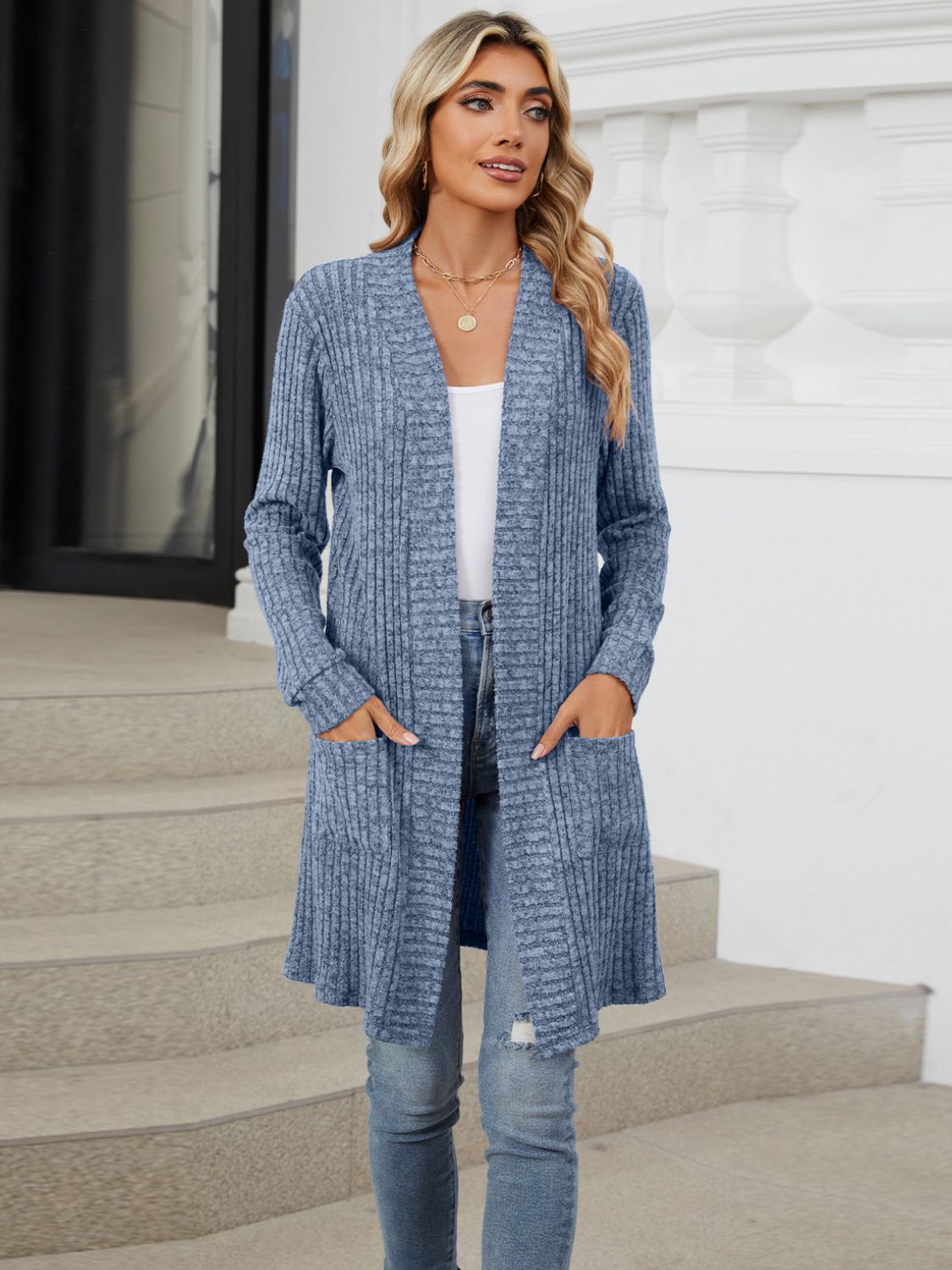 Regular & Plus Size Open Front Long Sleeve Cardigan