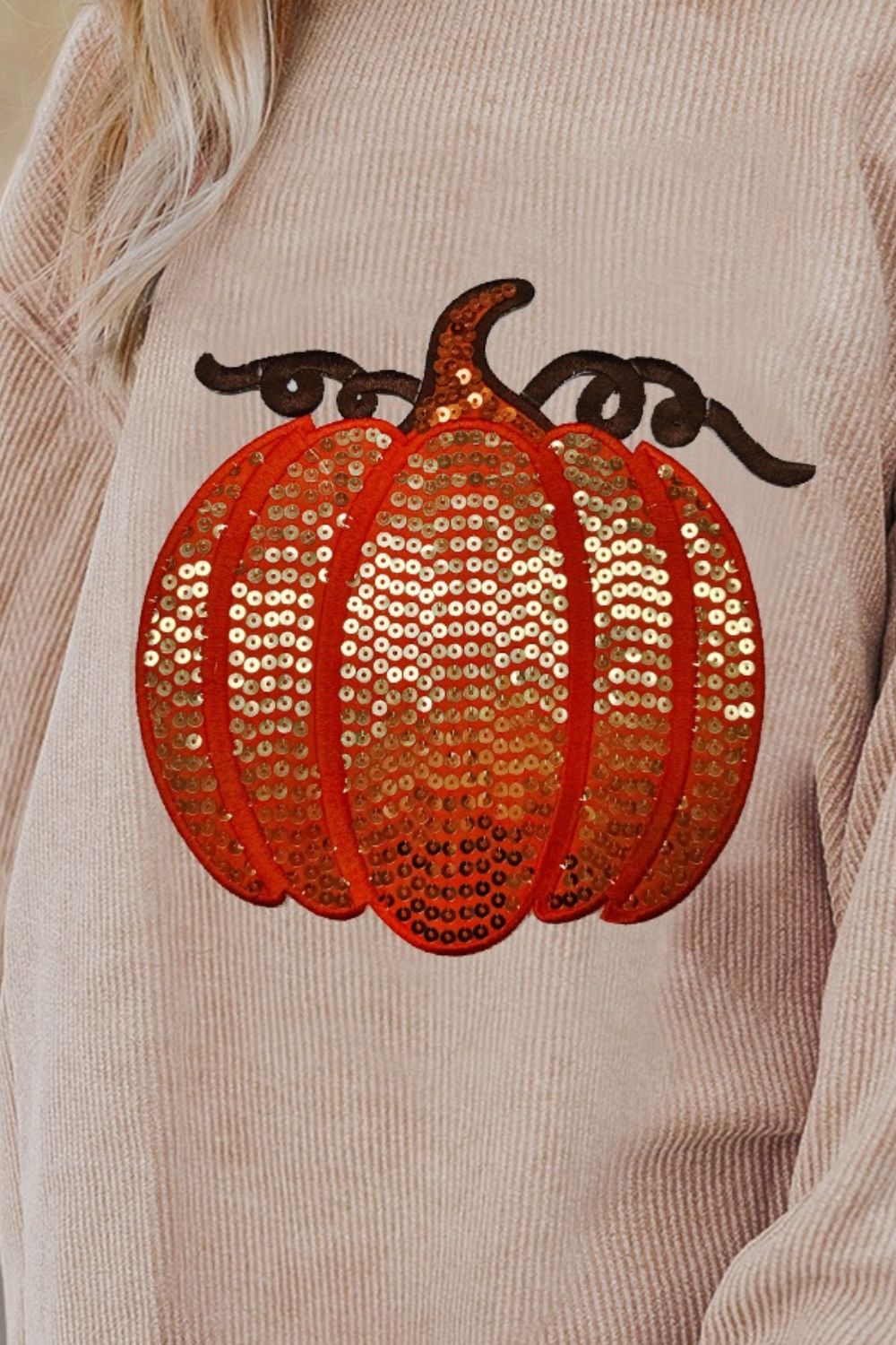 Regular & Plus Size Sequin Pumpkin Sweatshirt