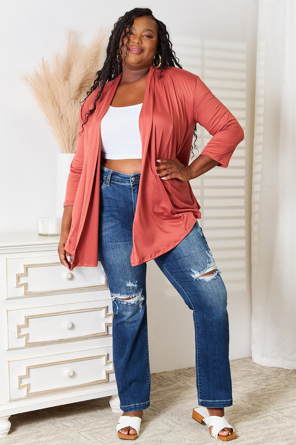 Regular & Plus Size Open Front Cardigan