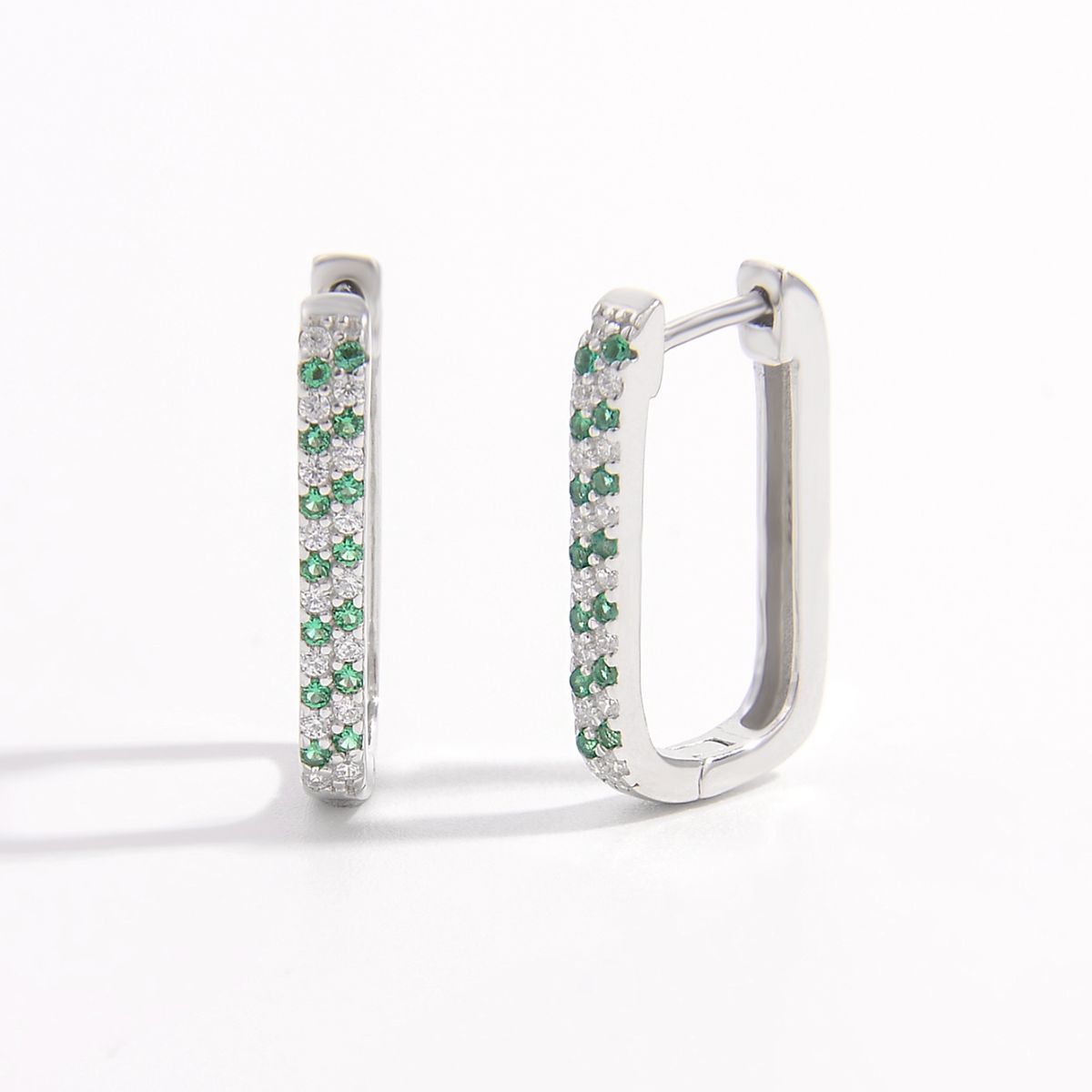 925 Sterling Silver Green Stone Earrings