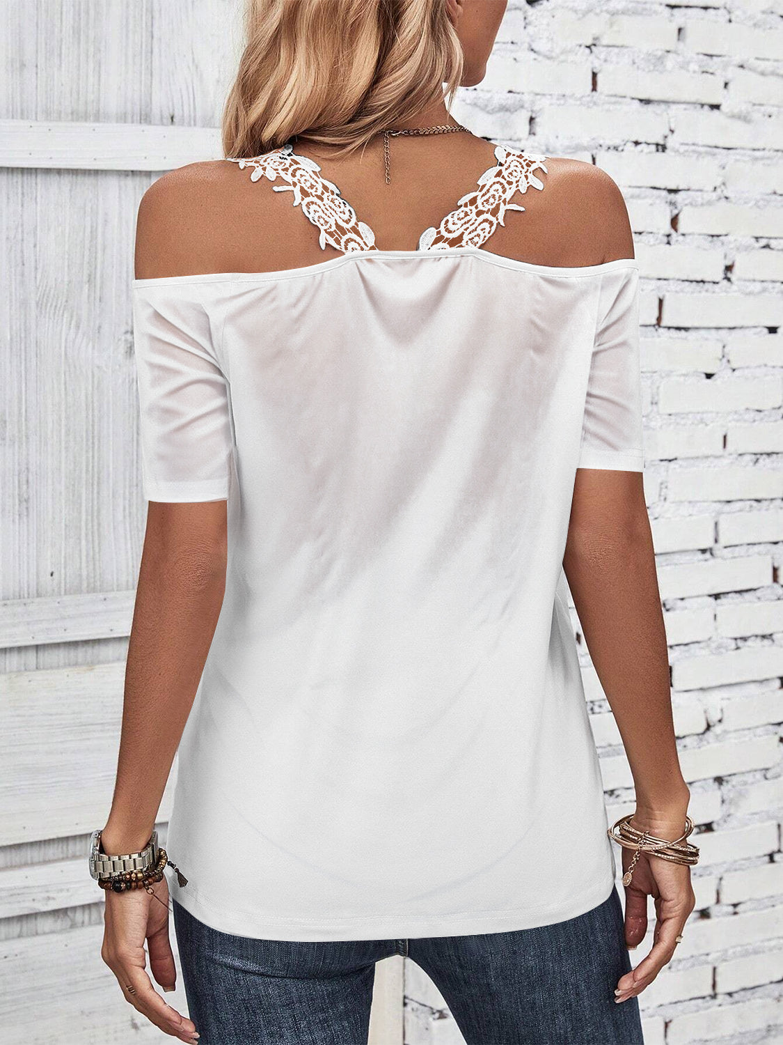 Regular & Plus Size Lace Detail T-Shirt