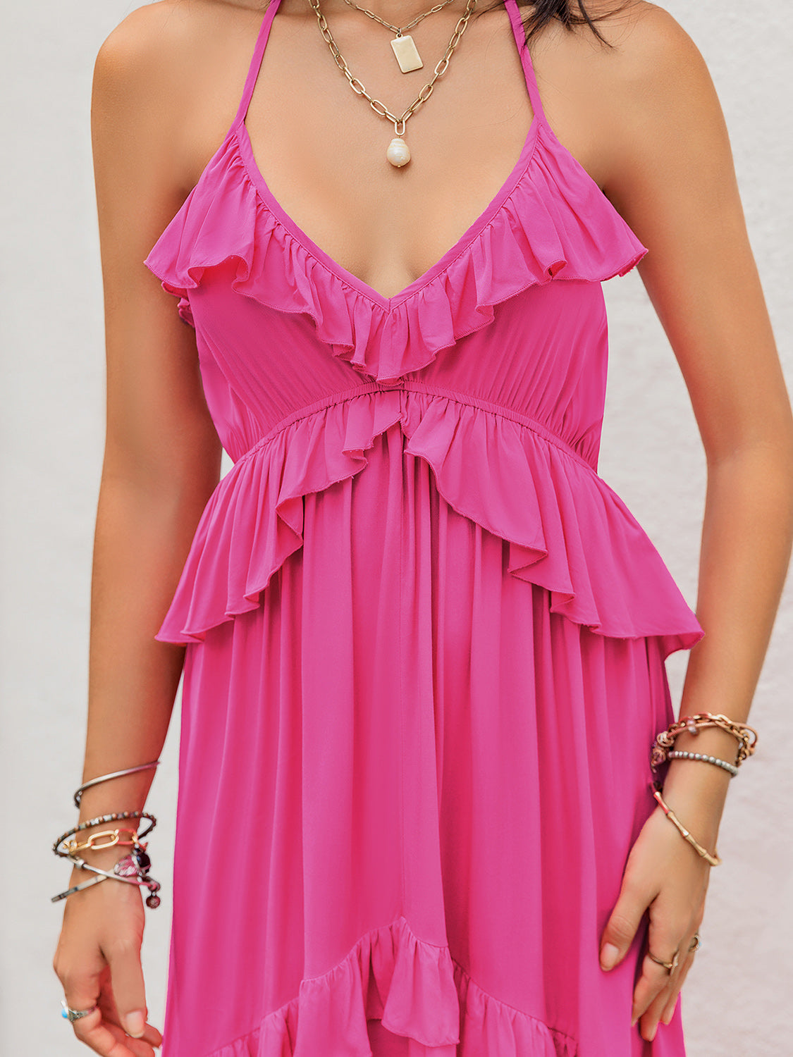 Ruffled Halter Style Maxi Dress