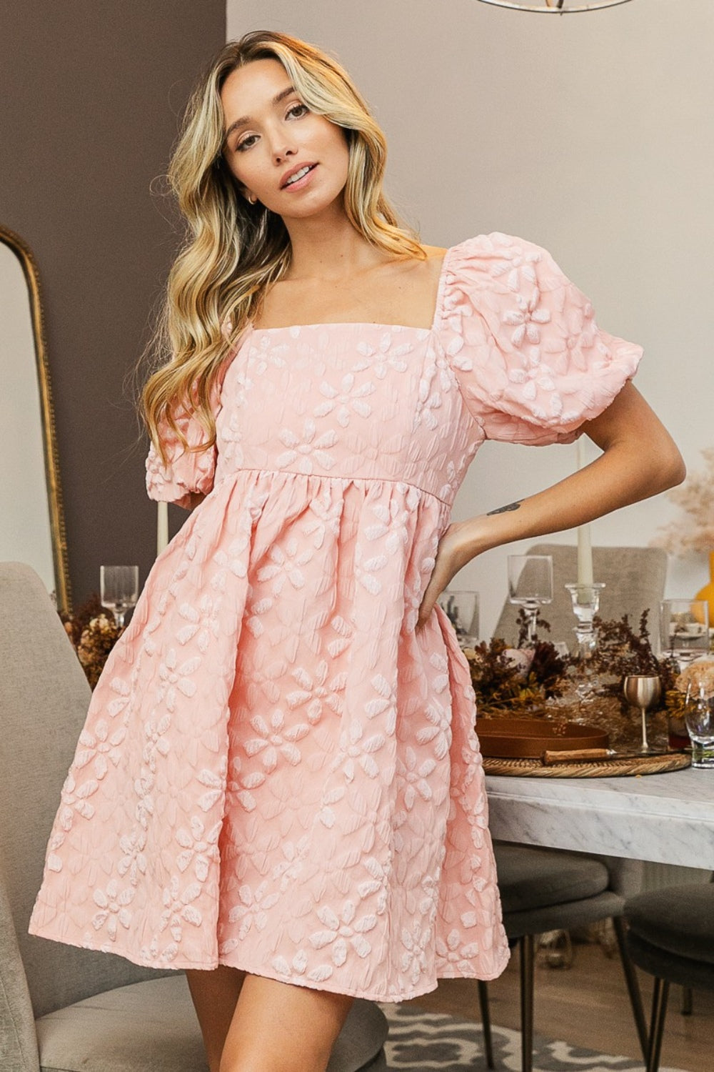 Romantic Floral Puff Sleeve Dress