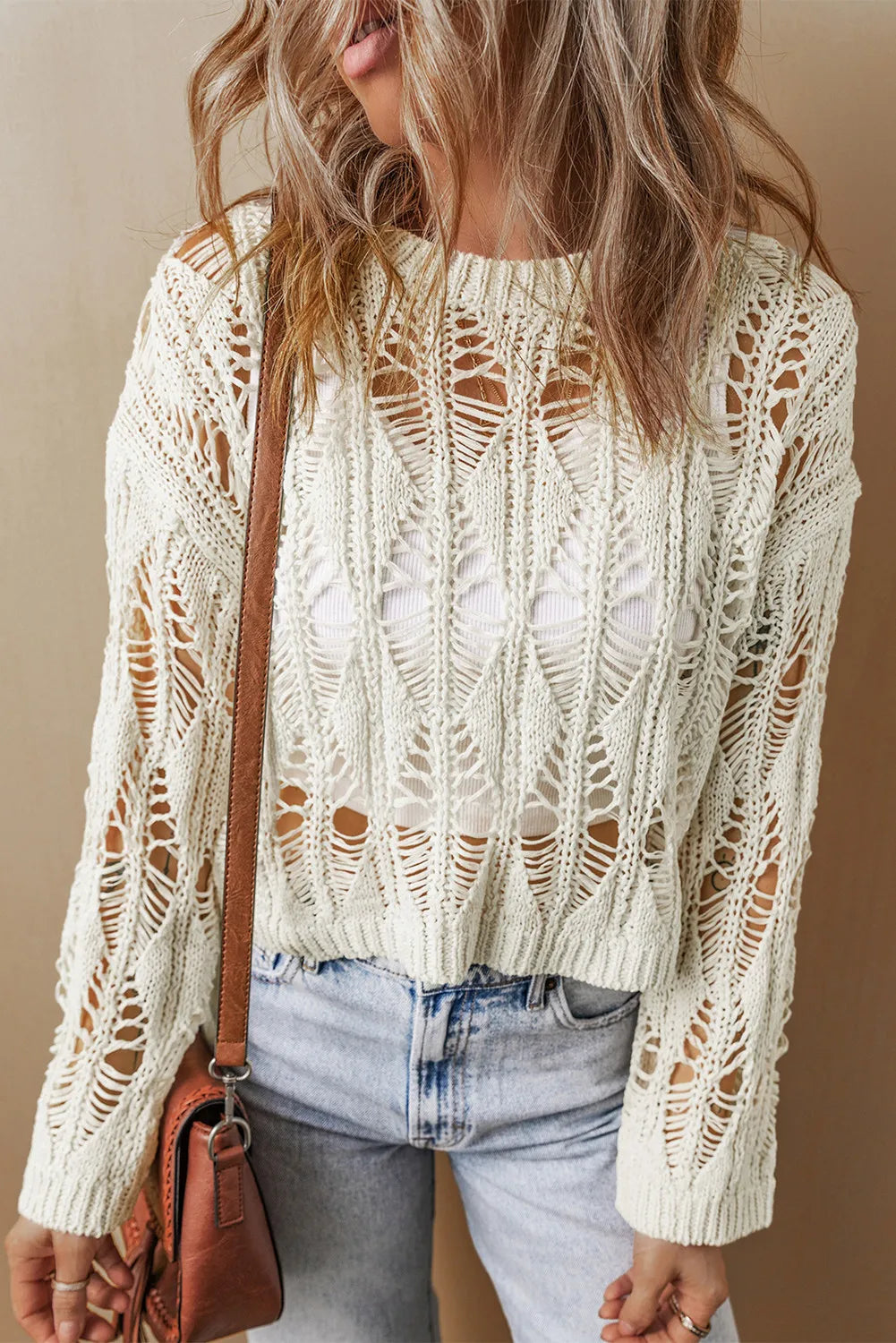 Cutout Long Sleeve Knit Cover Up