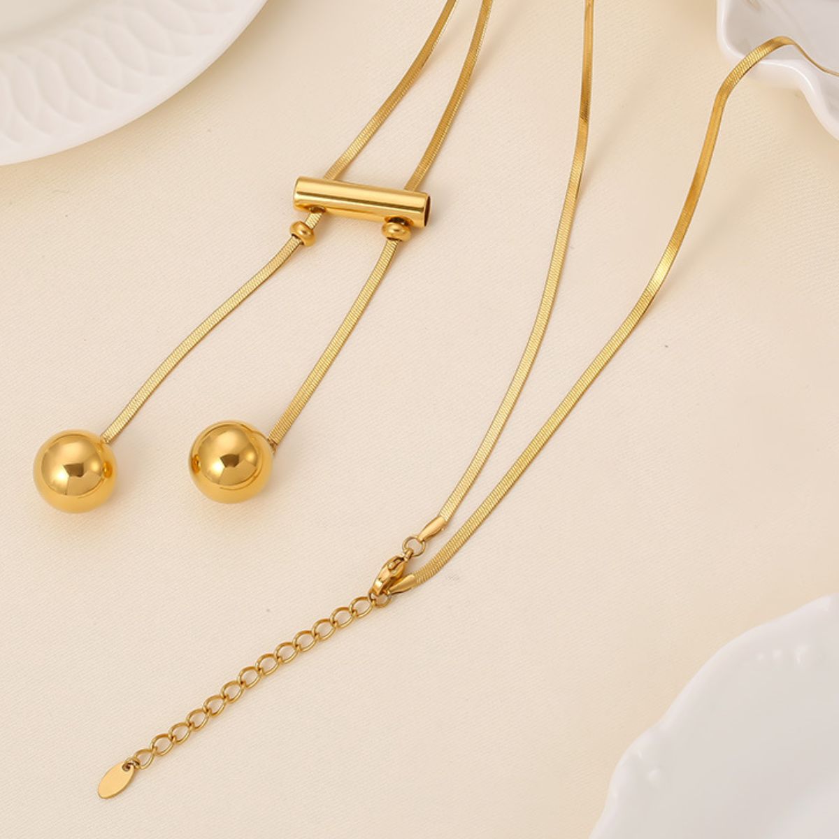 18K Gold-Plated Bead Necklace