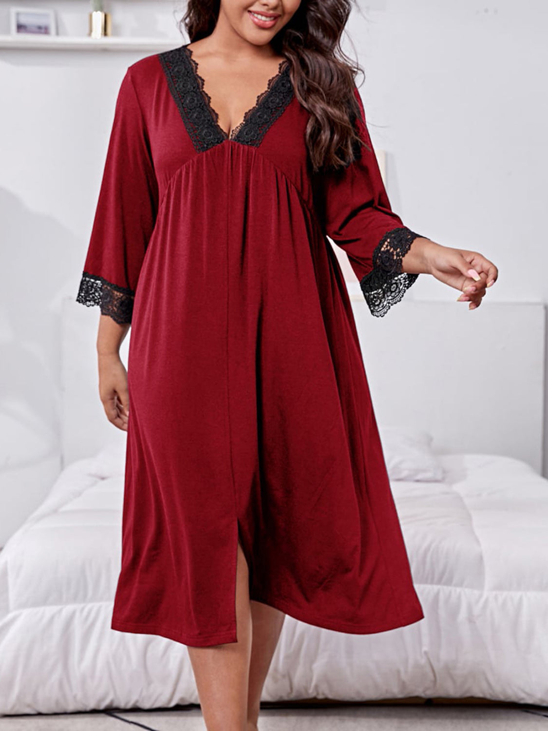 Plus Size Lace Detail Lounge Dress