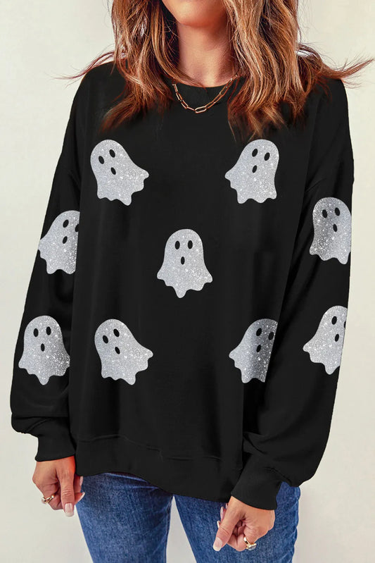 Regular & Plus Size Glitter Ghost Sweatshirt