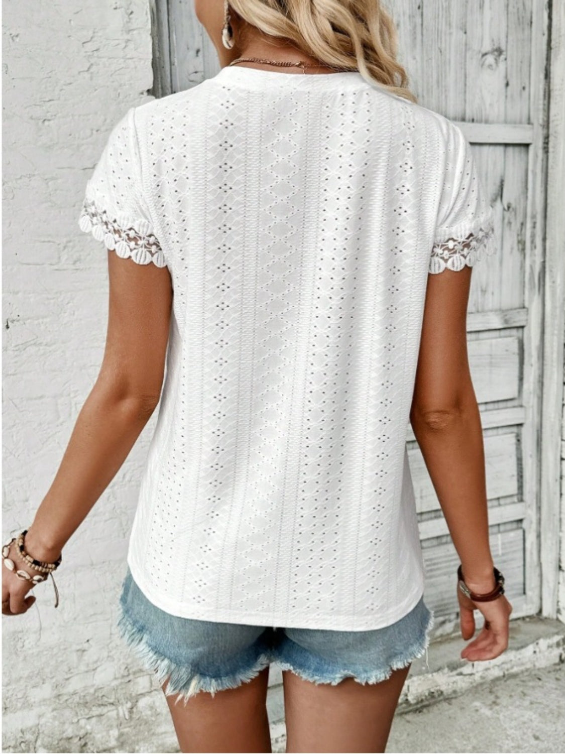 Lace Detail Short Sleeve Blouse