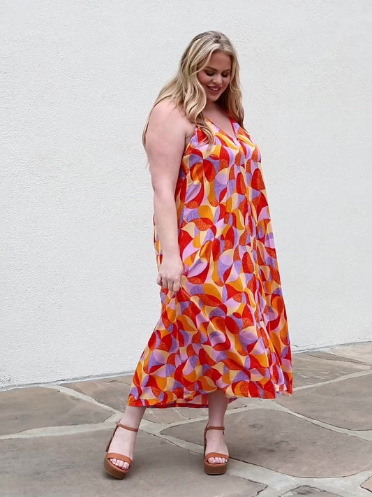 Vibrant Full Size Printed Maxi Dress