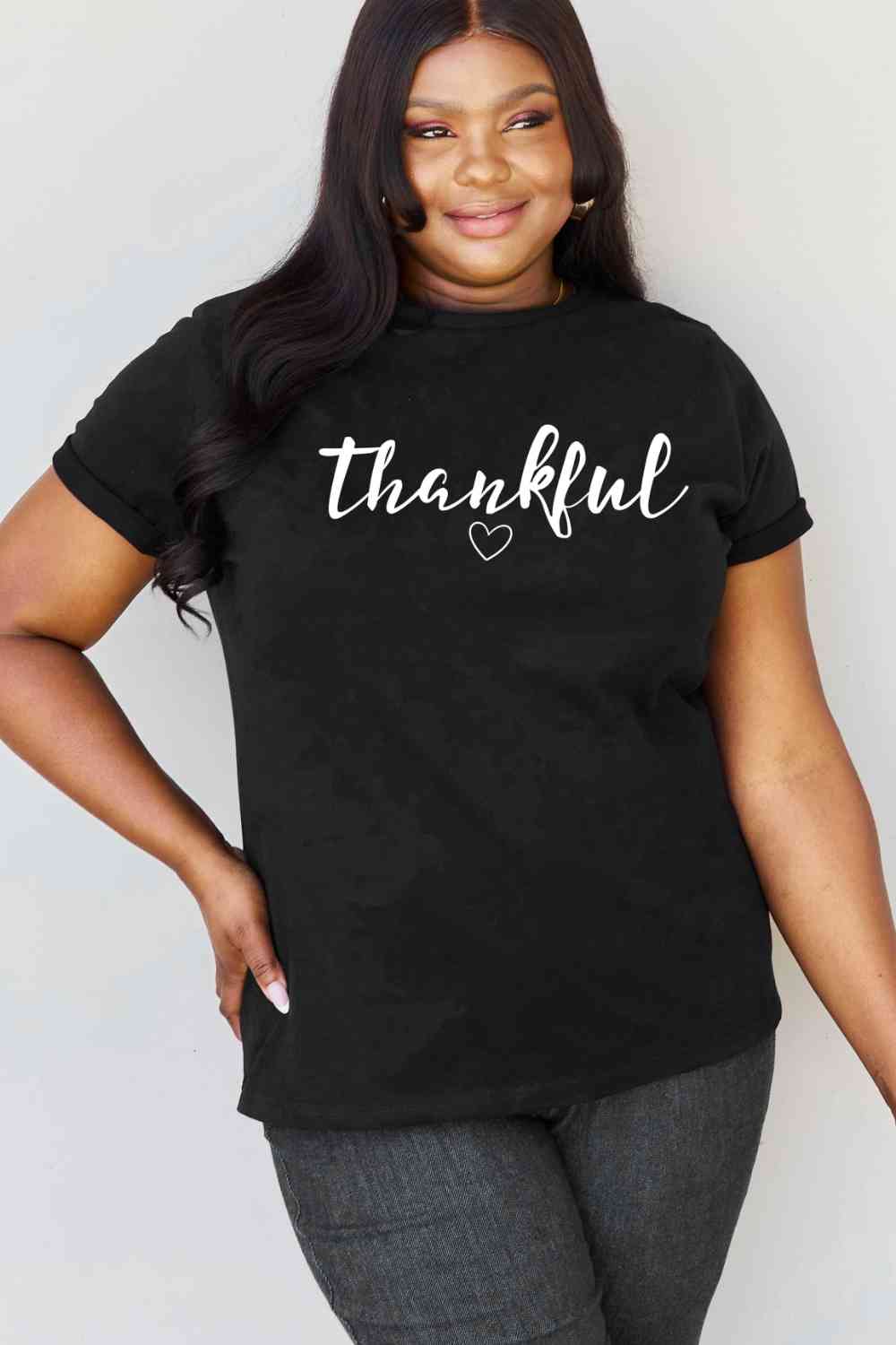 Regular & Curvy Size THANKFUL Graphic T-Shirt