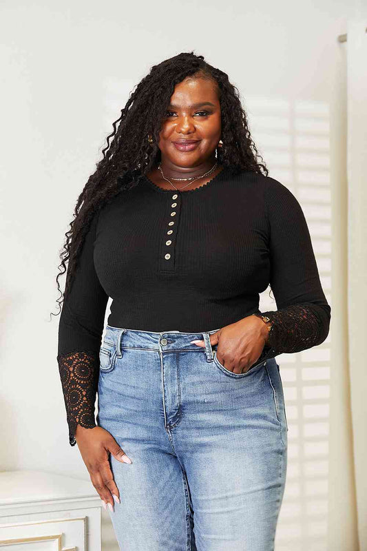 Regular and Curvy Size Crochet Lace Hem Top