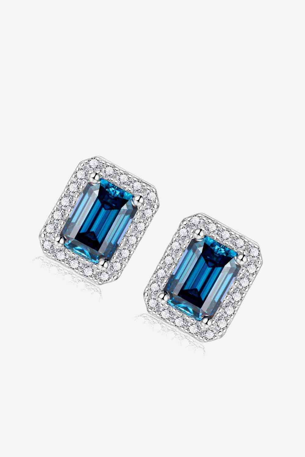 Stunning 2 Carat Moissanite Stud Earrings in Indigo