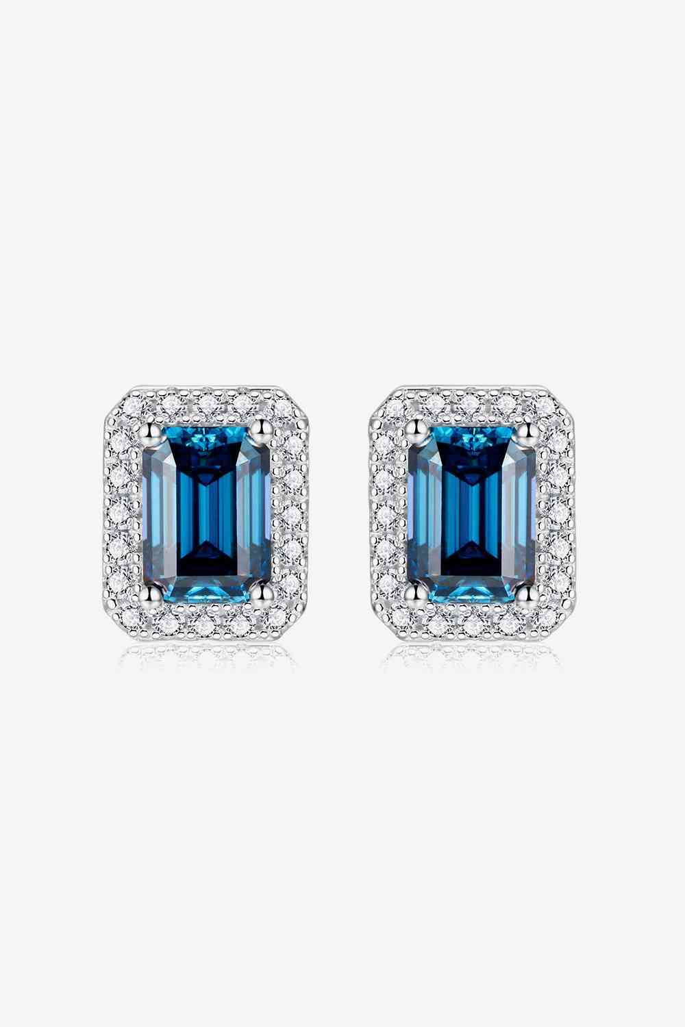 Stunning 2 Carat Moissanite Stud Earrings in Indigo