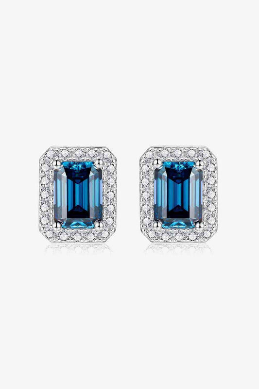 Stunning 2 Carat Moissanite Stud Earrings in Indigo