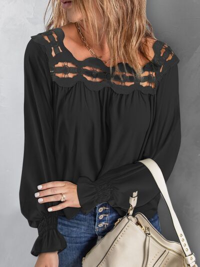 Regular and Curvy Size Cutout Square Neck Blouse