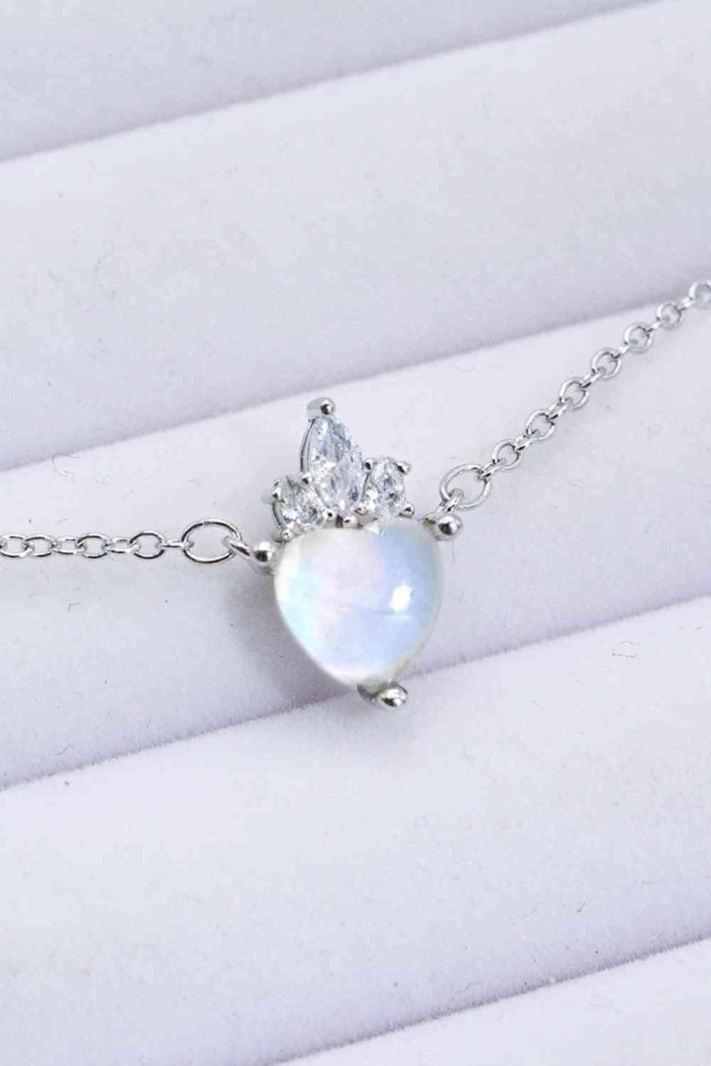 Moonstone Heart Pendant Necklace