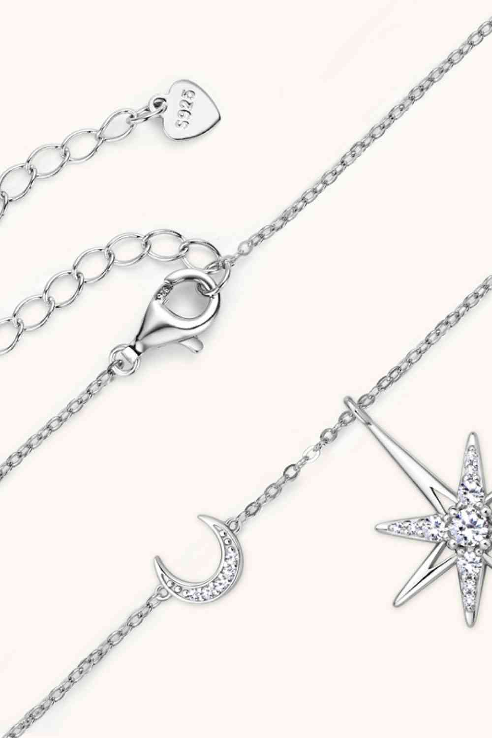 Moissanite Sun and Moon Sterling Silver Necklace