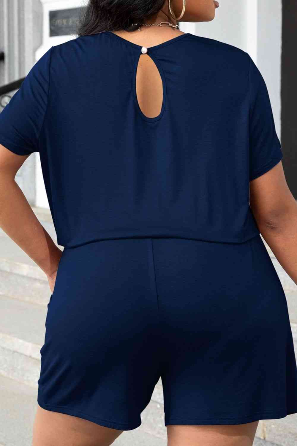 Chic & Curvy Drawstring Waist Romper with Pockets