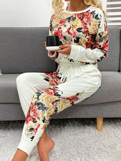 Regular and Plus Size Floral Lounge Set