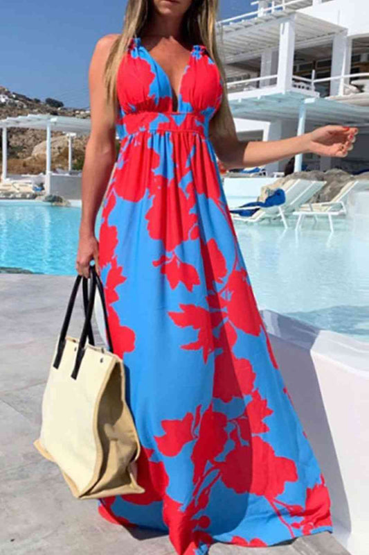 Contrast Halter Maxi Dress