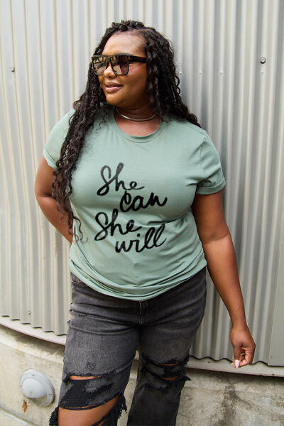 Regular & Plus Size SHE CAN SHE WILL T-Shirt