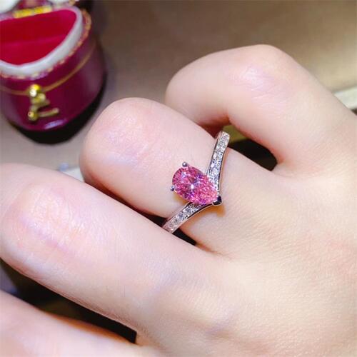 1 Carat Moissanite Pink Bliss Sterling Silver Ring